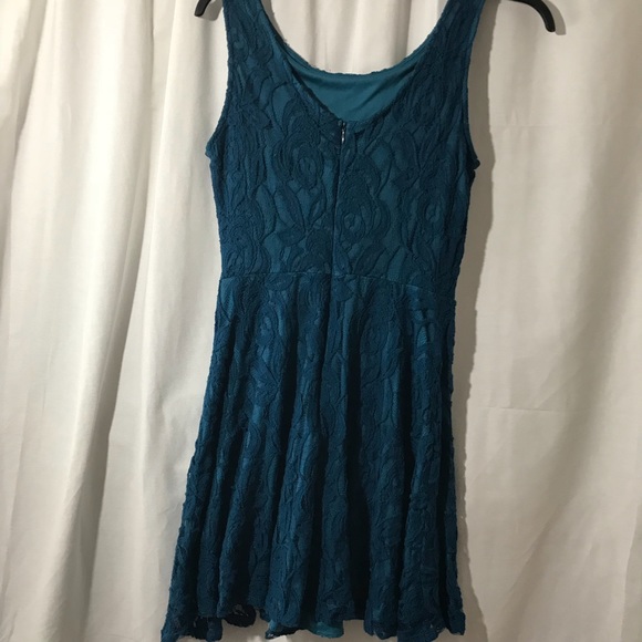 Blue Lace Mini Dress - Picture 2 of 4